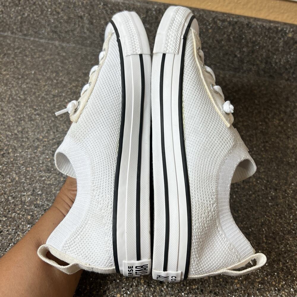 Converse All Star White Knit Canvas Womens Sz 9.5 Sneaker Slip On Low Top Skater - Picture 6 of 11